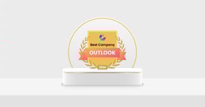 Comparably award of Best Company Outlook on top of a podium