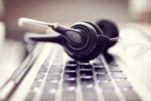 Blurred headset on keyboard